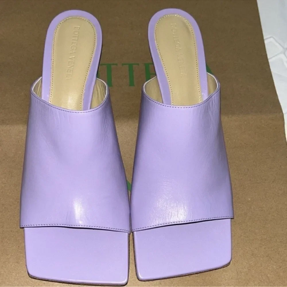 Authentic Bottega Veneta Purple Leather Slip-on  Mule(Size 38.5)